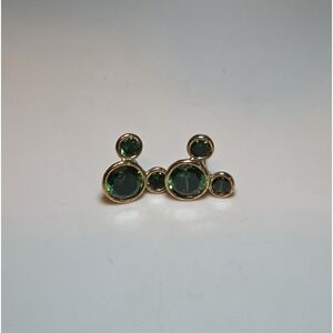 Disney 10k Yellow Gold & Green Zirconia Mickey Mouse Stud Earrings
